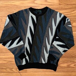 Tundra Canada Size Medium Unisex Abstract Knit Cosby Sweater Vintage 90s Y2K 3D